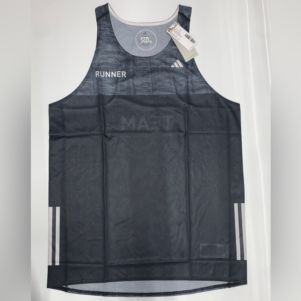 ADIDAS RUNNING ADIZERO SINGLET tank top lightweight Gray men's M L